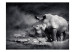 Fototapet Djurs frid - svartvit bild av en ensam noshörning på savannen 61339 additionalThumb 1