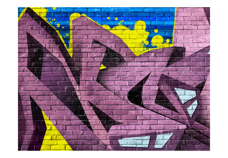 Fototapet Street art - graffiti - stads-mural med mönster på en tegelvägg 60549 additionalImage 1