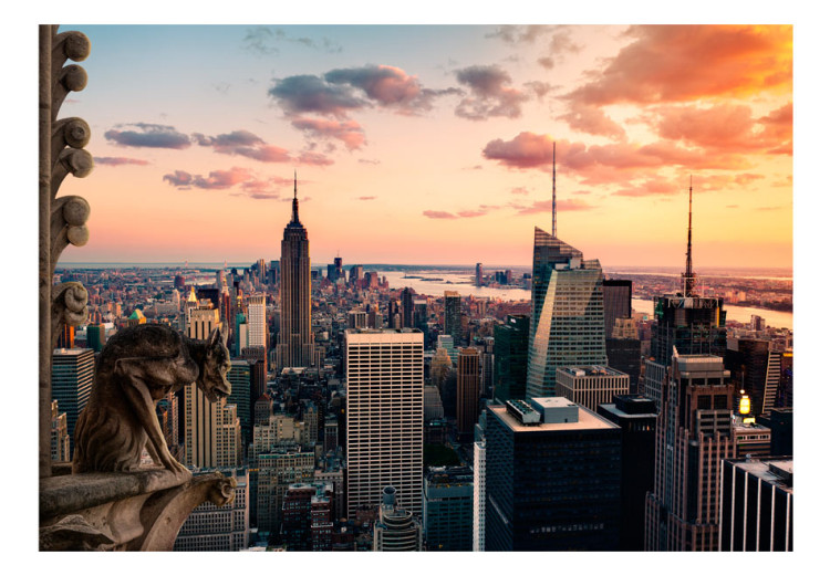 Fototapet Stadsarkitektur - New Yorks skyskrapor i solnedgångens sken 59759 additionalImage 1