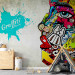 Fototapet Graffiti skönhet - mural i street art-stil med en färgstark ansikte i mönster 60559 additionalThumb 6