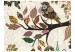 Fototapet Retroabstraktion - patchwork-boho-mönster med fågel på trädgrenar 61079 additionalThumb 1